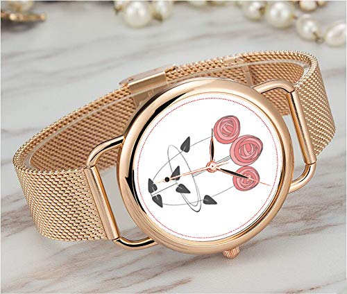 Reloj de Pulsera para Mujer con Correa de Malla, Ultrafino, Resistente al Agua, de Cuarzo, Estilo Vintage, tipográfico