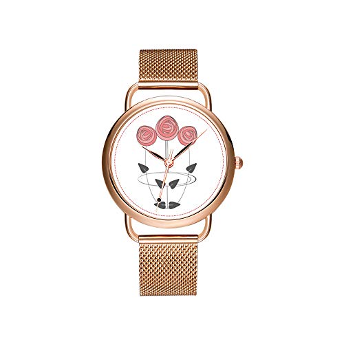 Reloj de Pulsera para Mujer con Correa de Malla, Ultrafino, Resistente al Agua, de Cuarzo, Estilo Vintage, tipográfico