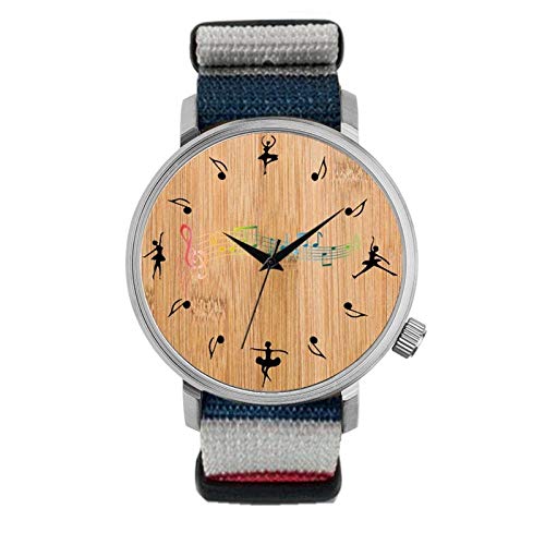 Relojes De Pulsera ，Relojes Reloj con Símbolo De Música Reloj De Madera De Bambú-S