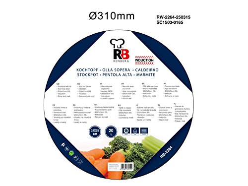 Renberg Olla 32X25CM 20L C/T Alexander Acer.INOX, Acero, Diámetro 32 cm - 20 L