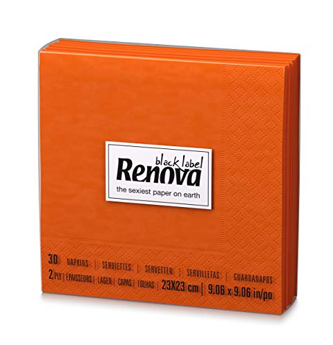 Renova Servilletas De Papel Naranjas - 30 Servilletas Tamaño Cóctel 2 Capas