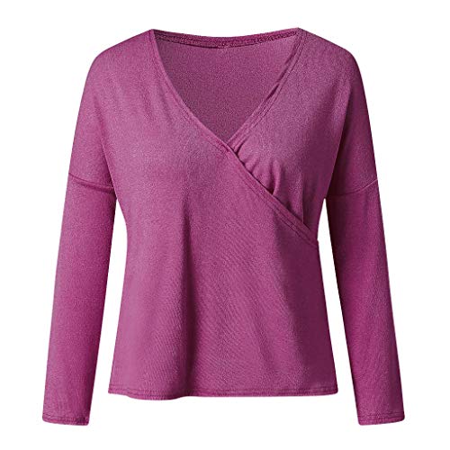 ReooLy - Blusa de Manga Larga para Mujer（Púrpura，XXXL）