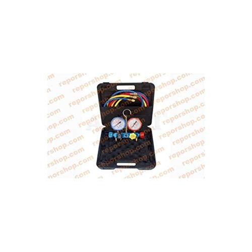 REPORSHOP - Maletin Analizador 4 Vias 80mm Gases R410A/R134A/R407C/R22 Manometro Glicerina
