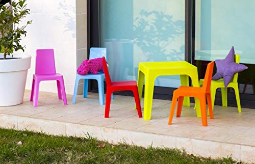 resol Julieta set infantil de 2 sillas y 1 mesa para interior, exterior, jardín - color rojo