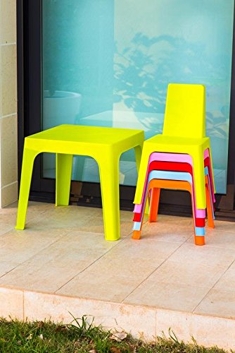 resol Julieta set infantil para interior, exterior, jardín - 1 Mesa Naranja + 4 Sillas Roja/Rosa/Azul/Lima