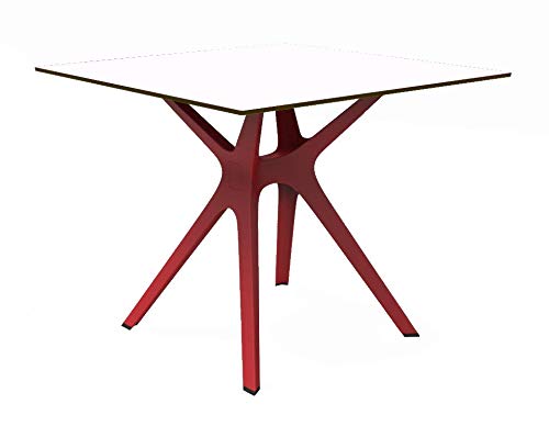 resol Mesa Cuadrada 90x90 Vela S para Interior, Exterior, jardín - pie Rojo, Tablero Blanco