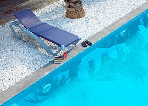 resol set de 2 tumbonas jardín exterior Marina estructura blanca, textilene azul y 1 mesa auxiliar Andorra blanca