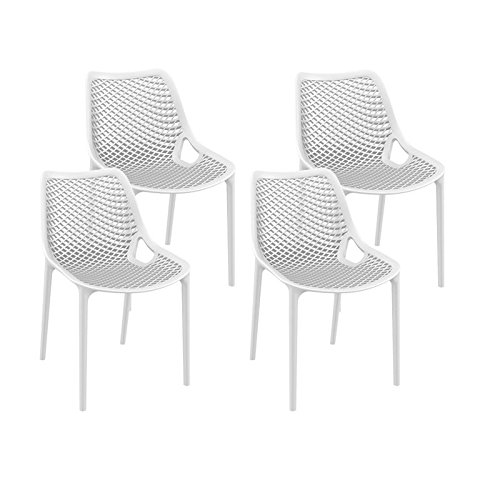 resol set de 4 sillas de diseño Grid para interior, exterior, jardín - color blanco