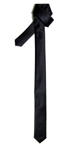 Retreez Corbata fina para hombres con textura de rayas Negro carbón