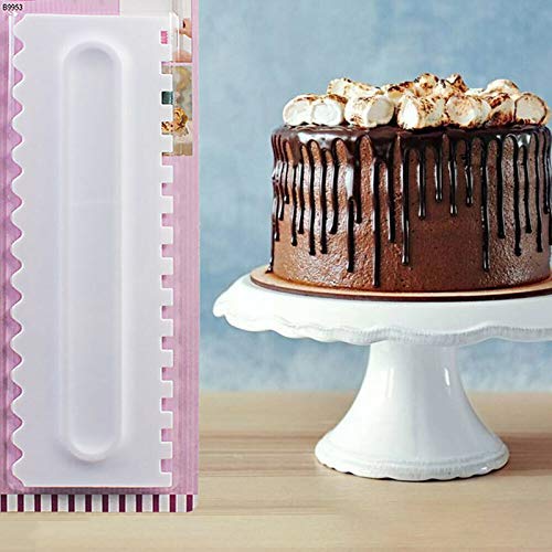 Reuvv 4 Piezas Decoración de Tartas Peine Glaseado Alisador Raspador Pastelería Horneado Herramienta Bricolaje para Cocina Plástico Fondant Espátulas Pastel Raspador Horneado Herramienta Decoración