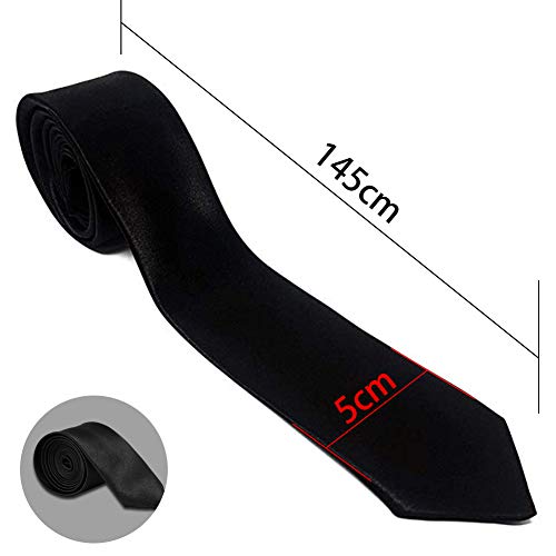 REYOK 2 pcs Corbata Estrecha 5cm para Hombres fina Original para Negocios, fiestas o Bodas, Negra Azul