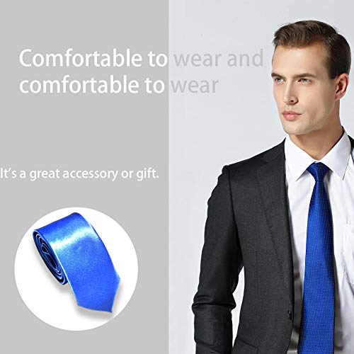 REYOK 2 pcs Corbata Estrecha 5cm para Hombres fina Original para Negocios, fiestas o Bodas, Negra Azul