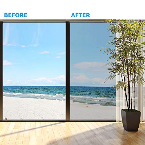 Rhodesy Vinilo Ventana Plata Protector, Homegoo Película Adhesiva Unidireccional Reflectante para Ventana, Control de Calor Anti UV Bloqueador Solar, Protección de Privacidad 60 * 200 cm