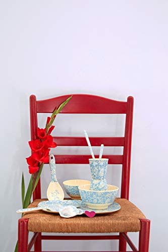 Rice Taza de melamina de arroz con Helecho Azul y Estampado de Flores, tamaño Mediano