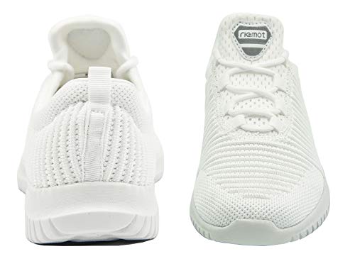 riemot Zapatillas Deportivas para Hombre, Zapatos para Correr Deporte al Aire Libre Running Fitness Gimnasio Súper Ligeras y Transpirables Sneakers Calzado Casual M-White-09