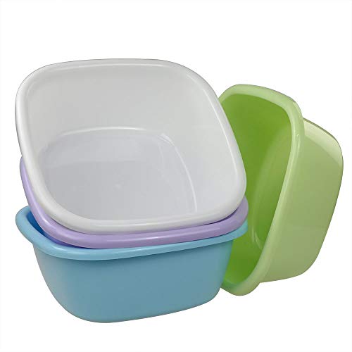 Rinboat Barreño Cubeta de Plástico Cuadrado, Multicolor, 4 Unidades