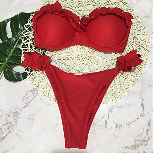 Riou Traje de Baño Bikini Mujer 2019 Verano Mujeres Playa Correa Color sólido Bikinis Bohemio Push up brasileño Biquinis Viajes Acolchado Tallas Grandes vikinis Dividido BañAdores