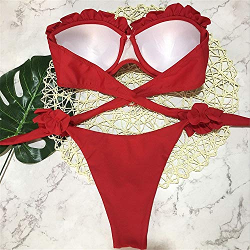 Riou Traje de Baño Bikini Mujer 2019 Verano Mujeres Playa Correa Color sólido Bikinis Bohemio Push up brasileño Biquinis Viajes Acolchado Tallas Grandes vikinis Dividido BañAdores