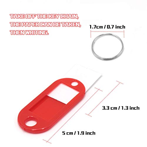 Rmeet Etiquetas con Llaveros Plástico,50 Pack Etiquetas de Colores Transparentes Llavero de Identificación con Ventana Etiquetas para Oficina 10 Colores