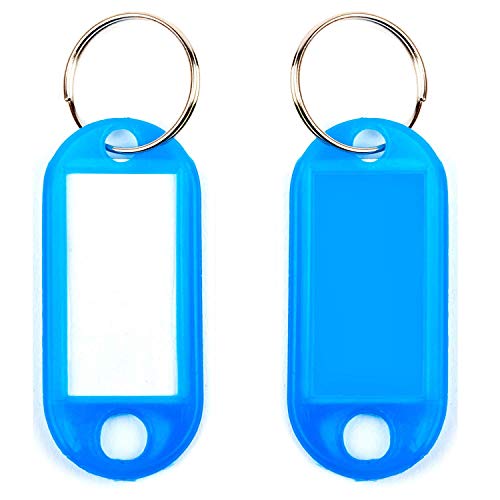 Rmeet Etiquetas con Llaveros Plástico,50 Pack Etiquetas de Colores Transparentes Llavero de Identificación con Ventana Etiquetas para Oficina 10 Colores