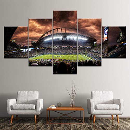RMRM Arte de la Pared Marco de la Pintura de la Lona Habitación del niño Dormitorio Sala de Estar Decoración para el hogar Campo de fútbol de 5 Paneles HD Imprimir Mural Imágenes Póster Marco