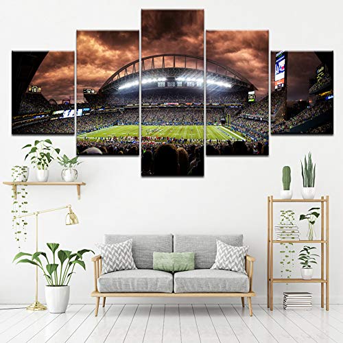 RMRM Arte de la Pared Marco de la Pintura de la Lona Habitación del niño Dormitorio Sala de Estar Decoración para el hogar Campo de fútbol de 5 Paneles HD Imprimir Mural Imágenes Póster Marco