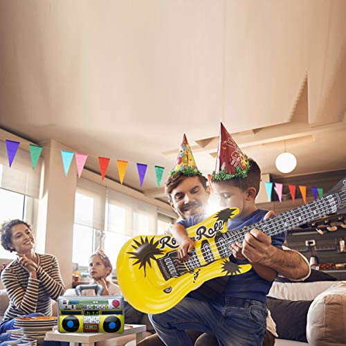 Rock and Roll Party Favors Supplies, Juego de Accesorios Inflables Rock Star, Christmas Birthday Party Gifts, Tema de Concierto Decoraciones de Fiesta, Inflatable Accesorios para Fiestas de Guitarra