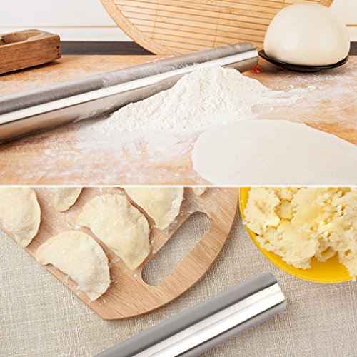 Rodillo de acero inoxidable - rodillo para rodillo de Metal para hornear panaderos - las mejores de Fondant, tarta corteza, galletas y pasteles de masa, panaderos (40 CM)