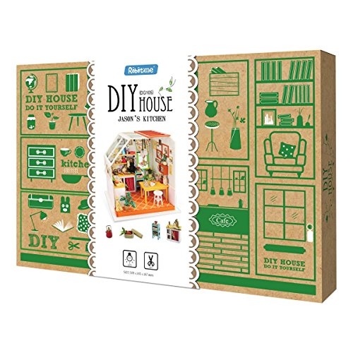 Rolife Kits de Cocina Miniatura para casa de muñecas con luz DIY Mini casa de Madera Modelo-Mejores Regalos para Adultos-Niños 14 15 16 17 18 años Arriba (Jason's Kitchen)
