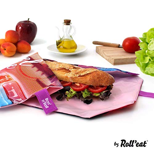 Roll'eat - Boc'n'Roll Young - Bolsa Merienda Porta Bocadillos Ecológica y Reutilizable sin BPA, Travel