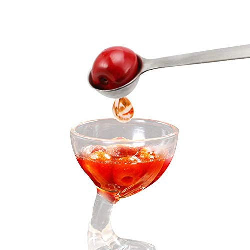 Romote acero inoxidable cuchara de oliva, cereza Cuchara Con Herramientas agujero para drenaje Jar Porción
