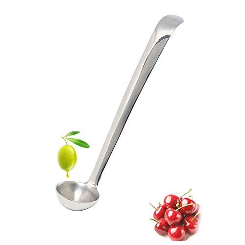 Romote acero inoxidable cuchara de oliva, cereza Cuchara Con Herramientas agujero para drenaje Jar Porción