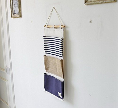 Romote Porte Organiseur mural Armoire à suspendre Sac de rangement (Bleu, 11,8 x 25.1in)