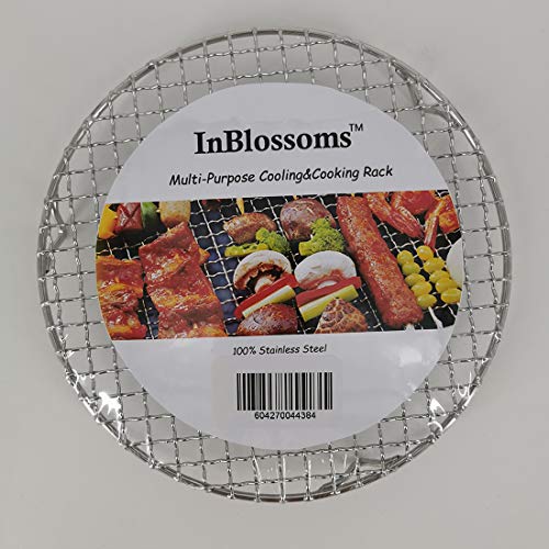 Ronda de acero inoxidable con parrilla de pie,Parrilla redonda de carbón,Soporte de Vapor Estante,Diámetro 35cm