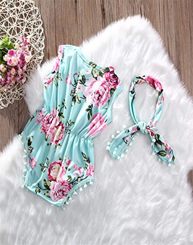 Ropa Bebe NiñA Verano Mejor Venta De NiñA ReciéN Nacida Floral Mono Mono Traje Vestido Infantil PeoníA Flor PequeñA Pieza Manto con Tocado - Rosa