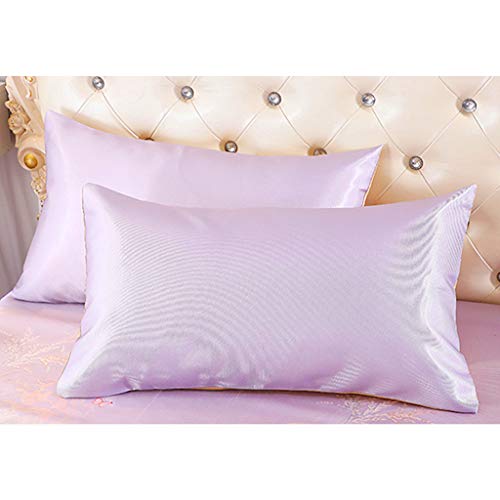 Ropa de Cama Kits, Antideslizante Diseño Banda Cama Faldas con la Funda de Almohada Ropa de Cama para el Verano de refrigeración Individual Cama Doble, 3 Piezas,Purple-200 * 220cm