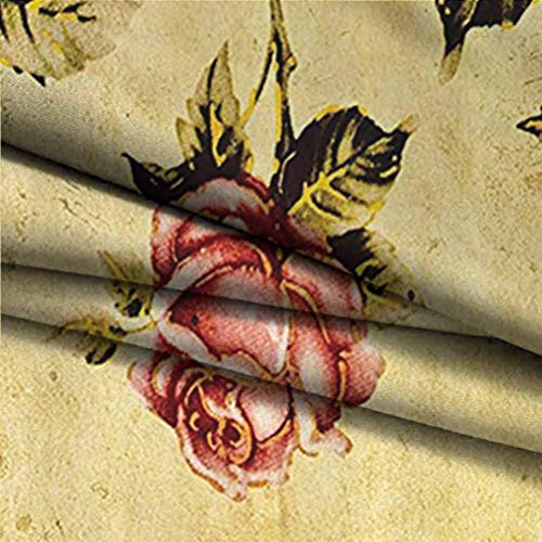Rosas Decoraciones Blackout Cortina Liner Antiguo Estilo Victoriano Patrón Rosa con Dramático Color Boho Art Design Fácil de limpiar Mostaza y Rosa Ligth W52 x L63 pulgadas