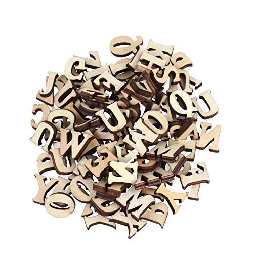 ROSENICE Letras de madera Scrapbooking Discos de corte de madera Artes de madera Artesanías alfabeto 100pcs