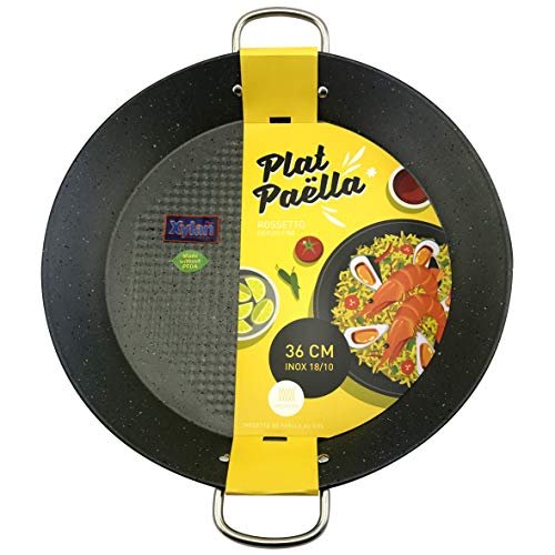 ROSSETTO Paellera Paella de Acero Inoxidable 36 cm, Revestimiento Antiadherente, compatible con Inducción