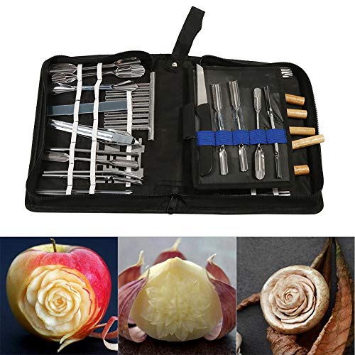Rosvola Kit de Herramientas de Tallado de Alimentos, 1 Juego de 46 Piezas de Cocina portátil Vegetal de Frutas Juego de Productos de Tallado de Alimentos
