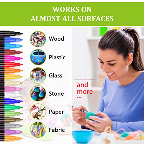 Rotuladores de pintura acrílica RATEL 18 colores Prima Impermeable Permanente Rotuladores para pintura rupestre, proyectos de bricolaje, cerámica, vidrio, lienzo, taza, metal, madera-Punta de 0.7 mm