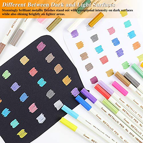 Rotuladores Metálicos,YITHINC 30 Marcadores Metálicos de Colores Brillantes para álbumes de Recortes,Fabricación de Tarjetas de Regalo,Pintura Rupestre,Papel Negro,Tela,Metal,Cerámica