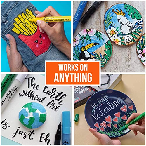 Rotuladores para pintura para cristal, cerámica, porcelana, Rock, madera, tejido, lona. Mejor Elección para diseño personalizado taza, Rock pintura. Set de 12 marcadores de pintura acrílica