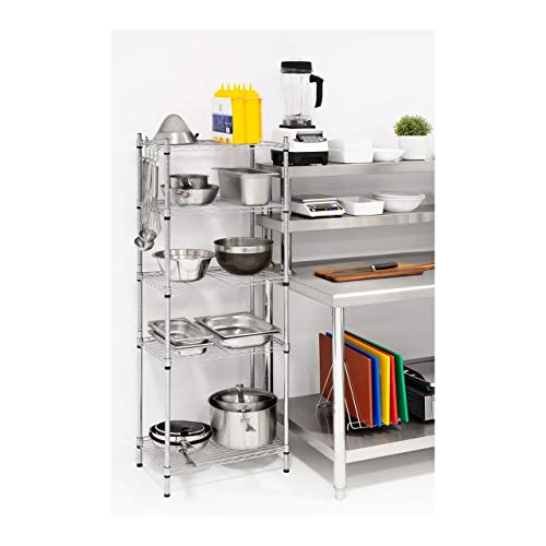 Royal Catering Estantería De Metal para Cocina RCMR-1500P19 (5 Estantes De 35 x 55 cm, Capacidad Total:150 kg, Color Gris)