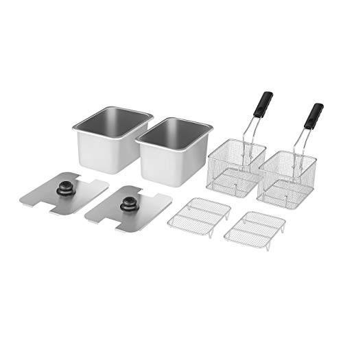 Royal Catering Freidora Doble Industrial Eléctrica Profesional RCEF 08D-EGO (2 x8 Litros, 2 x 2.500 W, 230 V, Termostato E.G.O, Mangos para transporte, Acero Inoxidable)