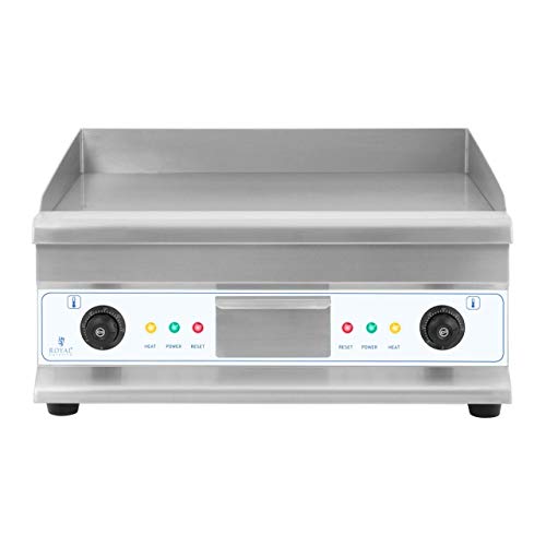Royal Catering Fry Top Eléctrico Plancha Grill Cocina Parrilla Electrica Industrial RCG 60H2 (largo: 60 cm, 2 x 3.200 W, superficie de calentamiento: lisa,2 zonas de calentamiento)