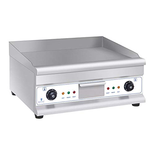 Royal Catering Fry Top Eléctrico Plancha Grill Cocina Parrilla Electrica Industrial RCG 60H2 (largo: 60 cm, 2 x 3.200 W, superficie de calentamiento: lisa,2 zonas de calentamiento)
