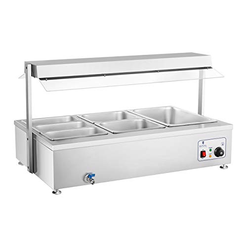 Royal Catering - RCBM-6WA - Baño maría Industrial - 6 GN- Calentador con Bandeja para Carne