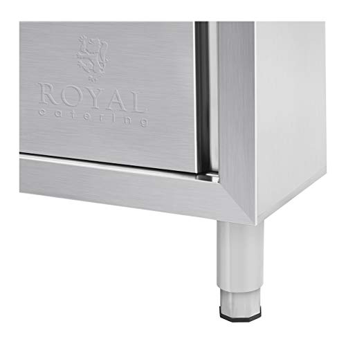 Royal Catering RCHS-1400WS Fregadero Cocina Industrial Dos Senos con Armario (Acero Inoxidable, 80x139,8x94,5 cm, Senos de 40x40x26 cm, Superficie de Almacenamiento)