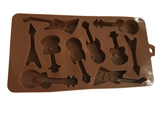 Royal House Ware Molde con diseño de guitarras, de silicona, para Chocolate, Fondant, Bombones, Cup Cake, Galletas, Manualidades, Hornear, cubitos de hielo